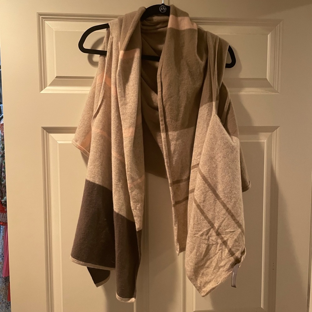 360 Cashmere Pink, Beige, Brown Scarf with Arm Holes